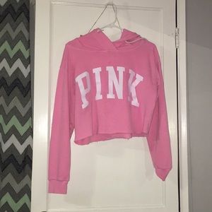 pink cropped hoodie